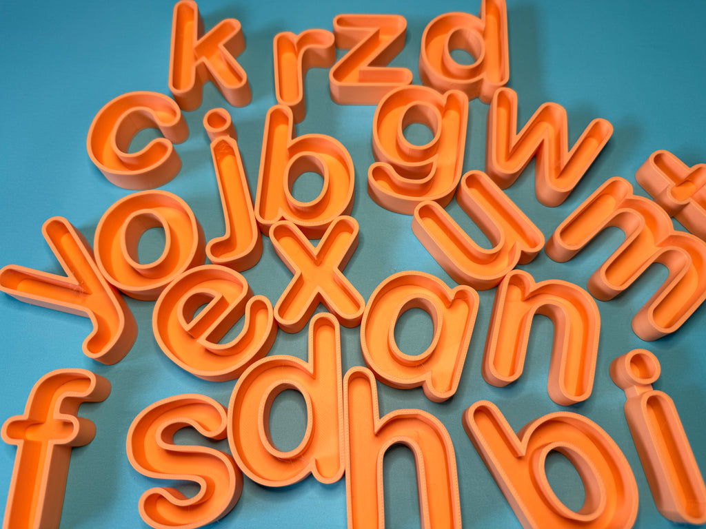 Alfabeto sensorial completo — letras minúsculas