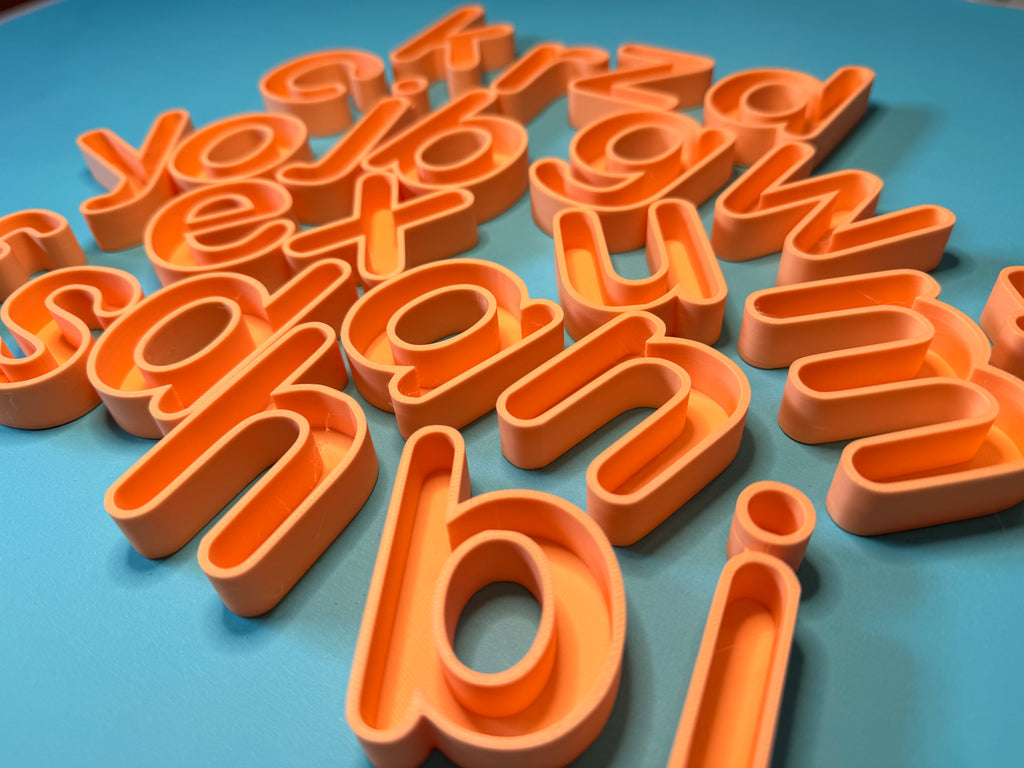Alfabeto sensorial completo — letras minúsculas